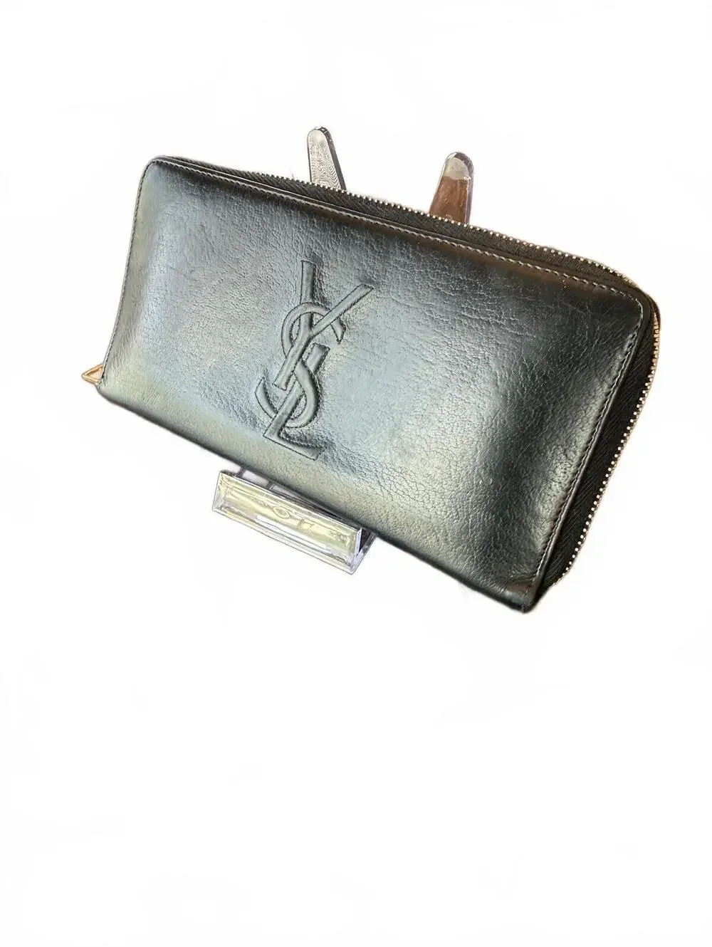 Saint Laurent Black Leather Zip-Around Wallet - Picture 2 of 10